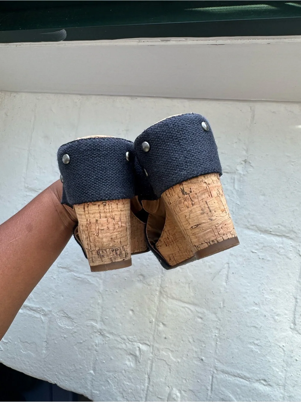 Women’s Navy Cork Wedge Slide Sandals